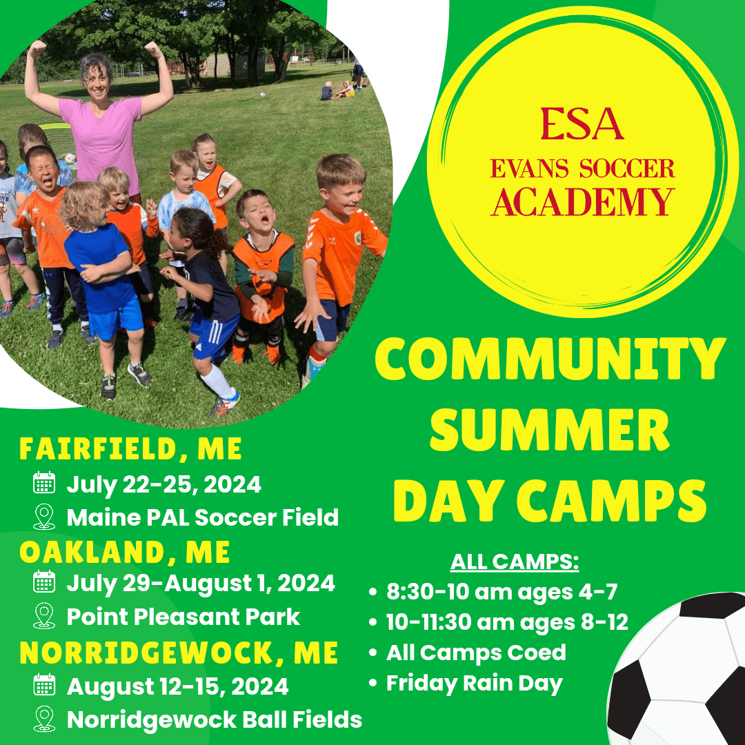 Evans Soccer Academy Community Soccer Day camps. A campt o build strong foundations for elementary and middle aged students,  youths aged 2 - 15